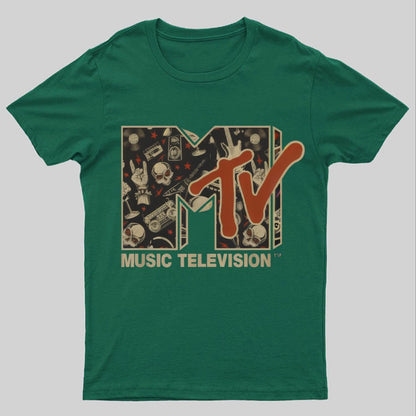 Mademark - MTV Rock n Roll Music Hard Heavy Metal Skull Guitar Vintage Nerdy T-Shirt