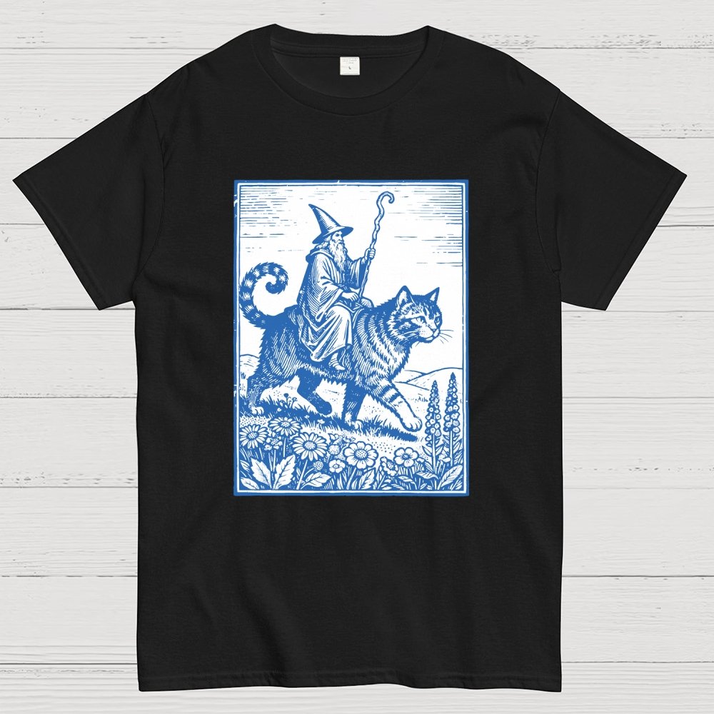 Wizard Cat Rider Geek T-Shirt