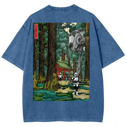 Cosmic Realm In Japanese Forest Washed T-Shirt