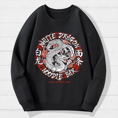 White Dragon Noodle Bar Oversized Geek Cotton Sweatshirt