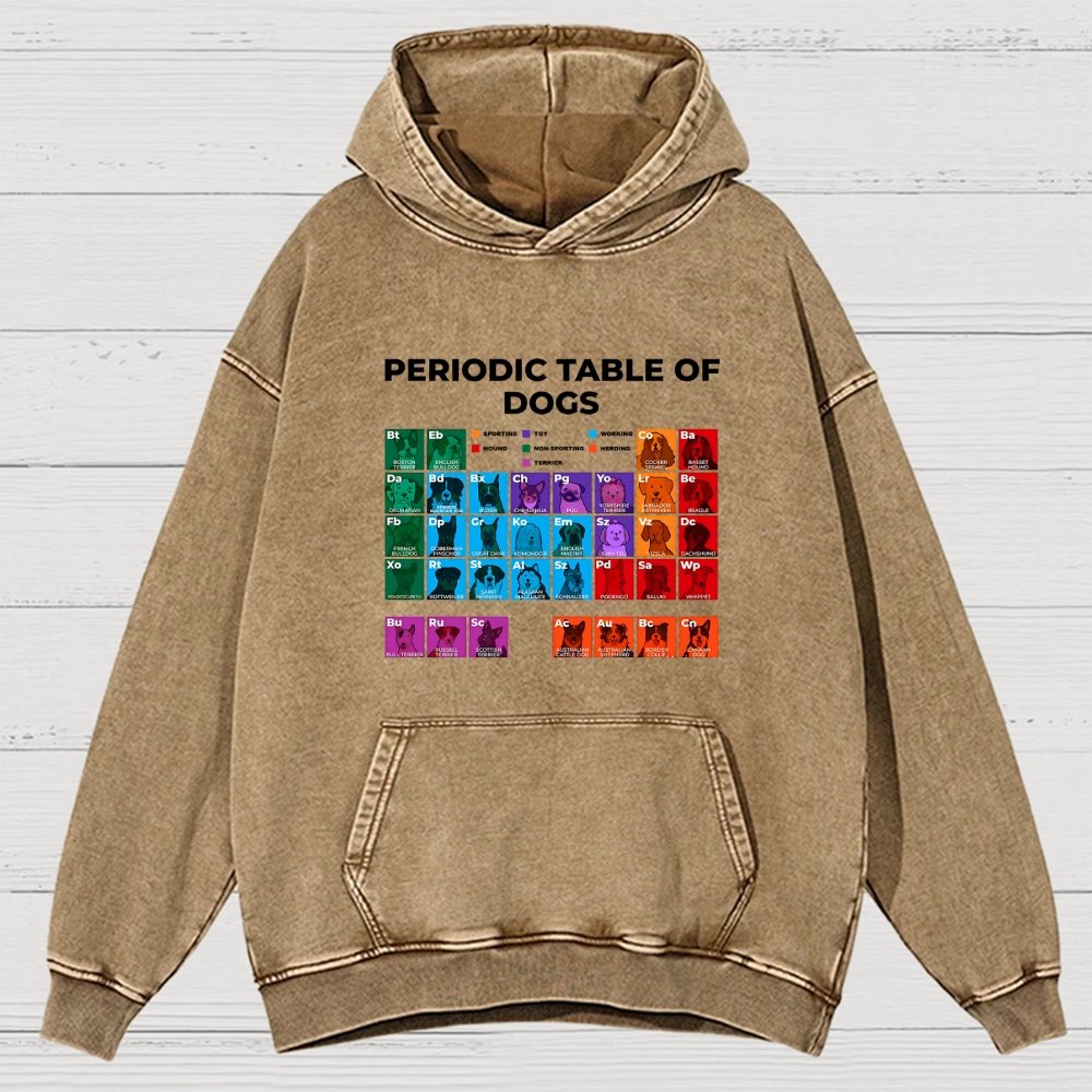 Periodic Table of Dogs  Dog Lover  Funny Science Vintage Distressed Hoodie