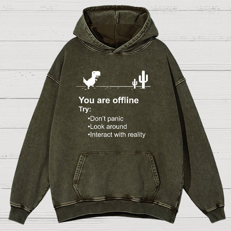 Funny Offline No Internet Vintage Distressed Hoodie