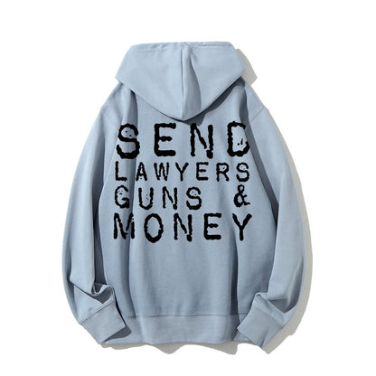 Send Lawyers Guns And Money Printed Back Unisex Cotton Hoodie