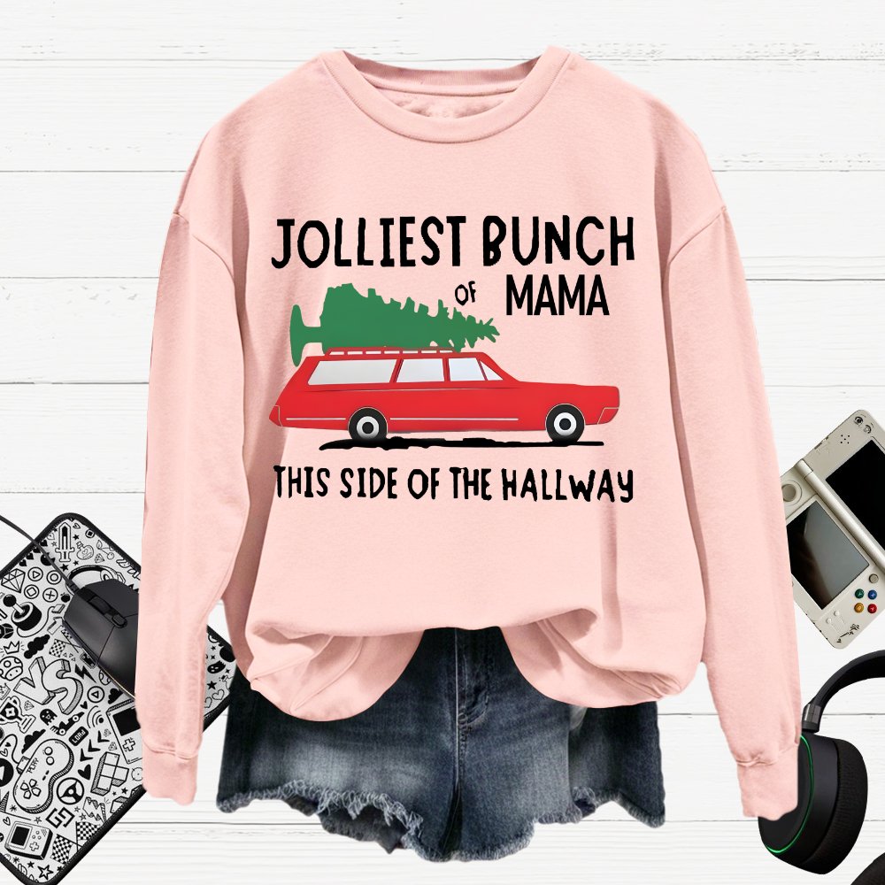 Jolliest Bunch Of MaMa Christmas Cotton Pullover Sweatshirt