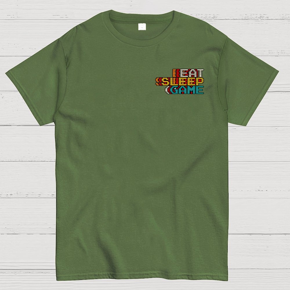 Eat Sleep Game Repeat  Front And Back Printing Geek T-Shirt
