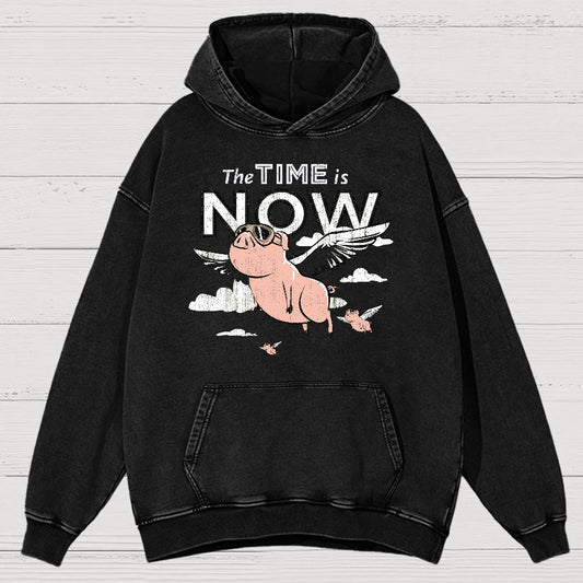 The Time Is Now Vintage Distressed Hoodie