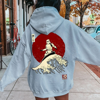 Cosmic Wave Printed Back Unisex Cotton Hoodie