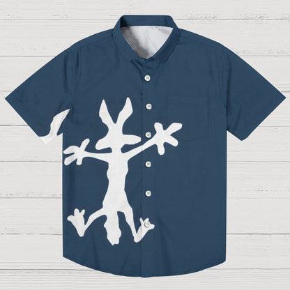 Coyote Splat Hitting Cartoon Print Geek Hawaiian Shirt