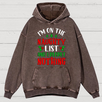 Naughty List And I Regret Nothing Vintage Distressed Hoodie