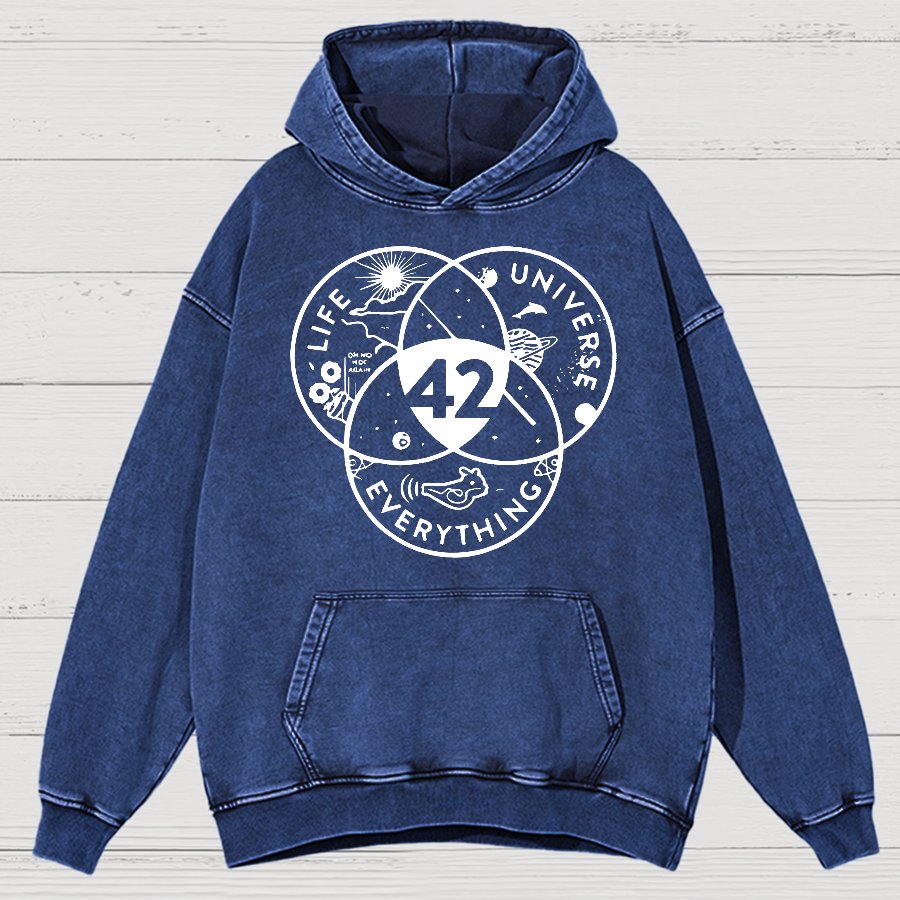 42 Answer To Life The Universe Vintage Distressed Hoodie