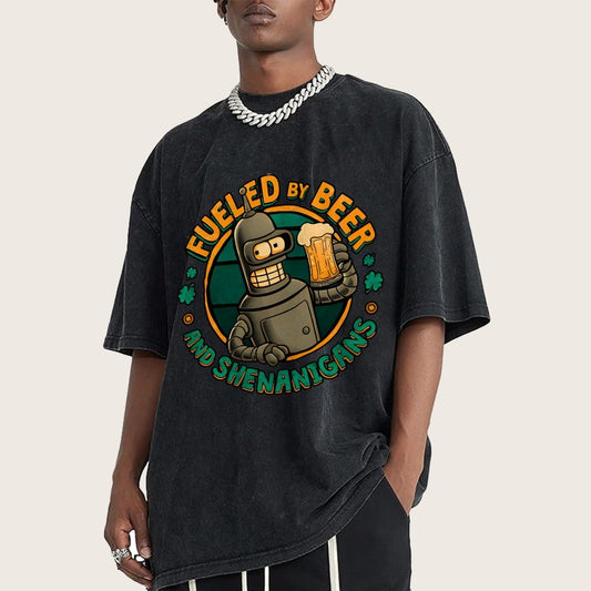 Fueled By Beer Vintage Distressed T-shirt