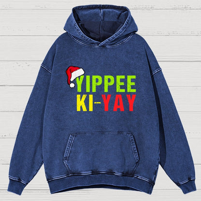 Yippee-Ki-Yay Funny Christmas Vintage Distressed Hoodie