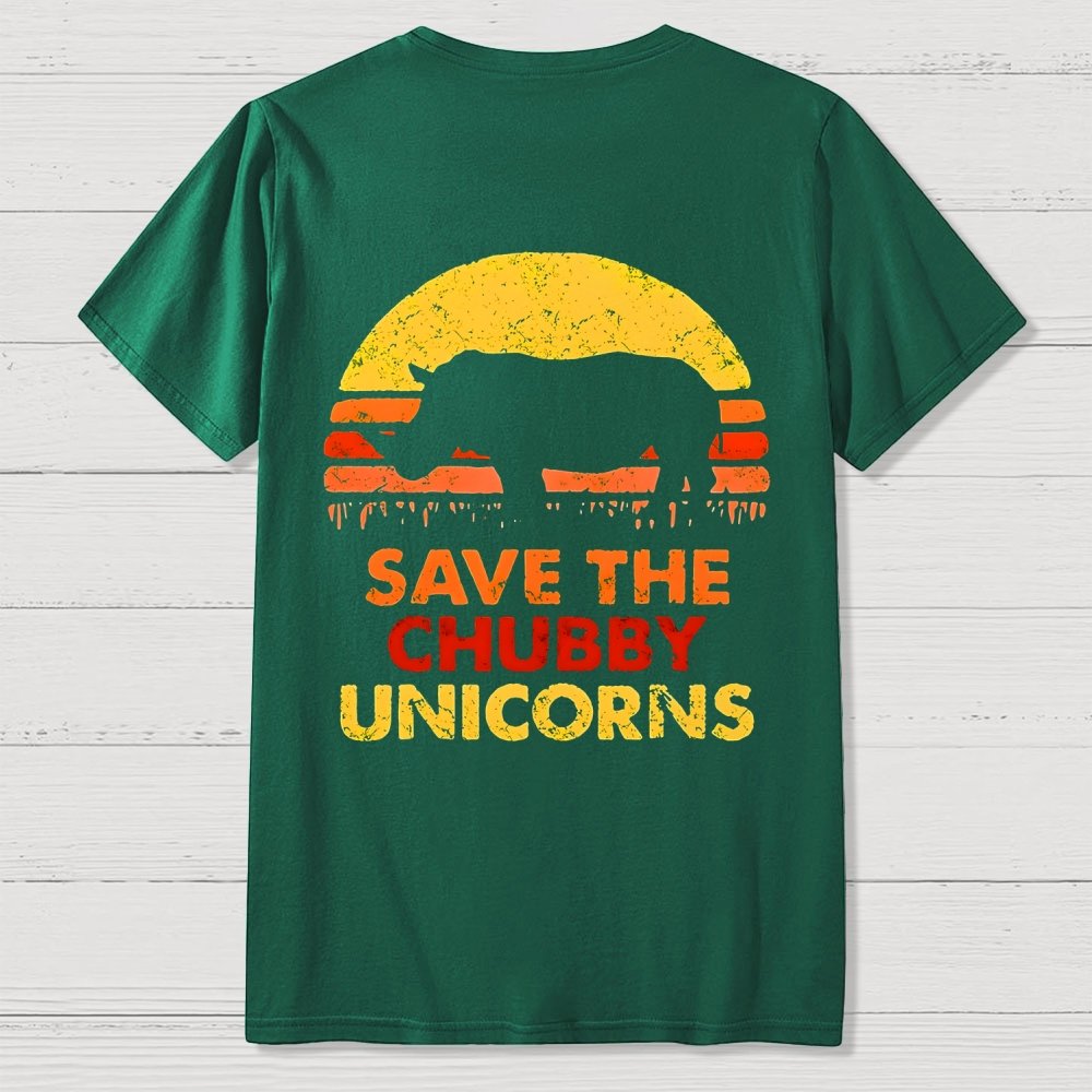 Save The Chubby Unicorns  Back Printing Geek T-Shirt