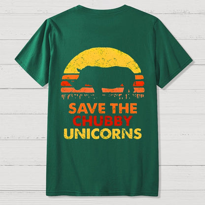 Save The Chubby Unicorns  Back Printing Geek T-Shirt