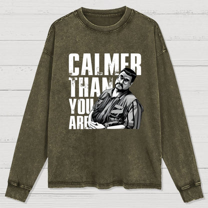 Calmer Than You Are Funny Washed Long Sleeve Tee