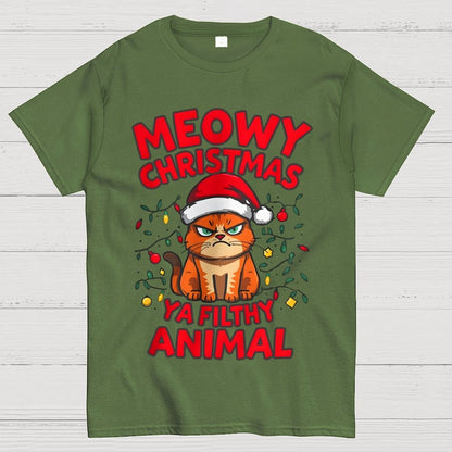 Meowy Christmas Ya Filthy Animal Cat Geek T-Shirt