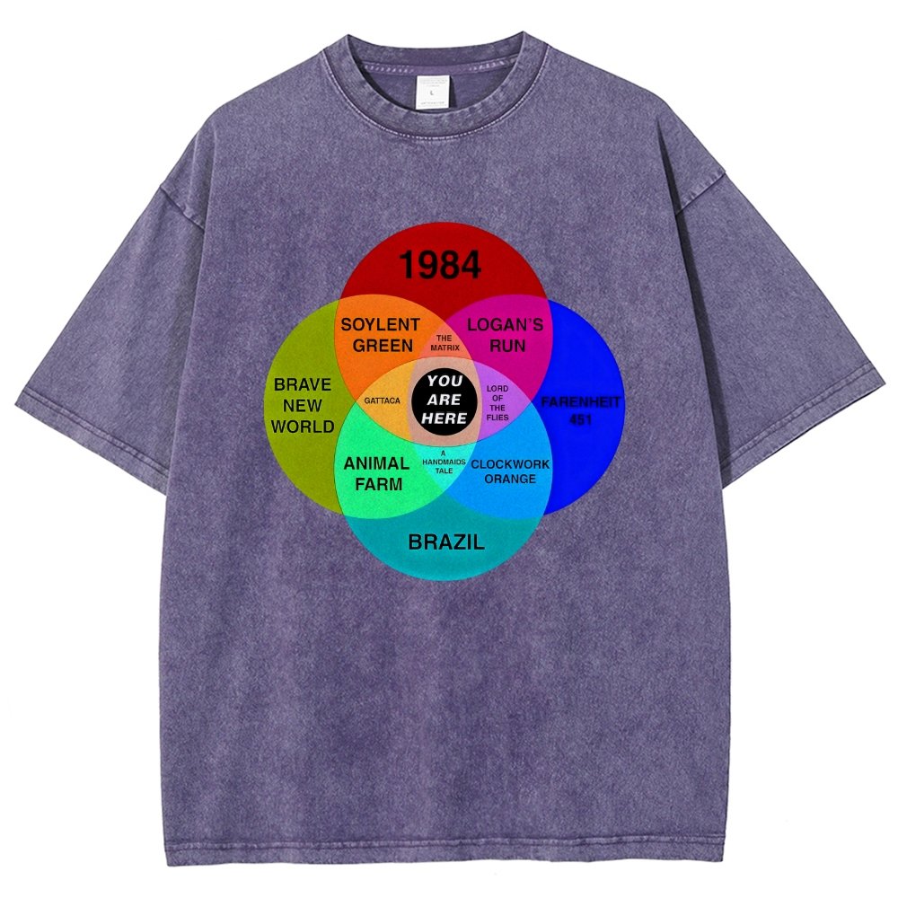 Dystopian Venn Diagram You Are Here Vintage Distressed T-shirt