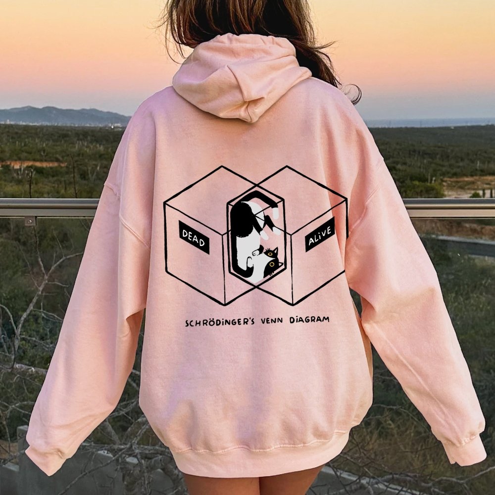 Schrodingers Venn Diagram Printed Back Unisex Cotton Hoodie