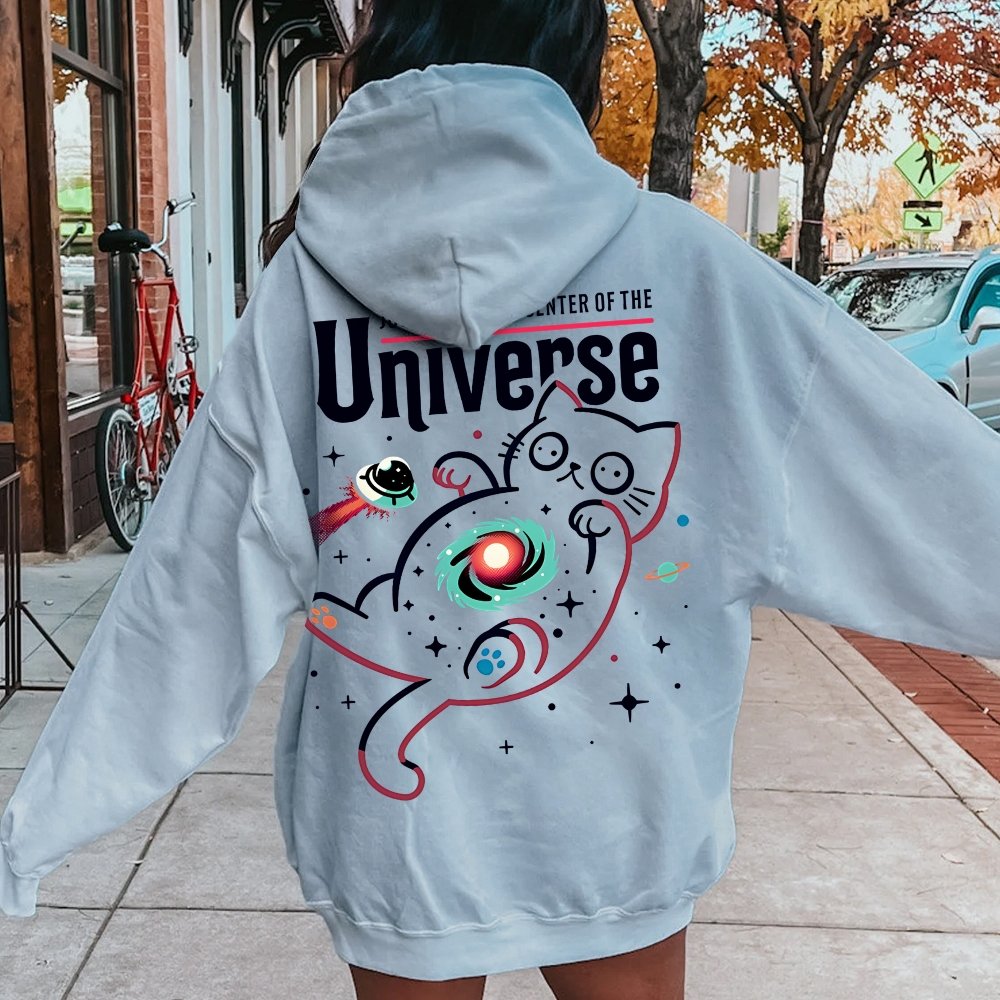 Journey to the Center of the Universe Geek Printed Back Cotton Hoodie