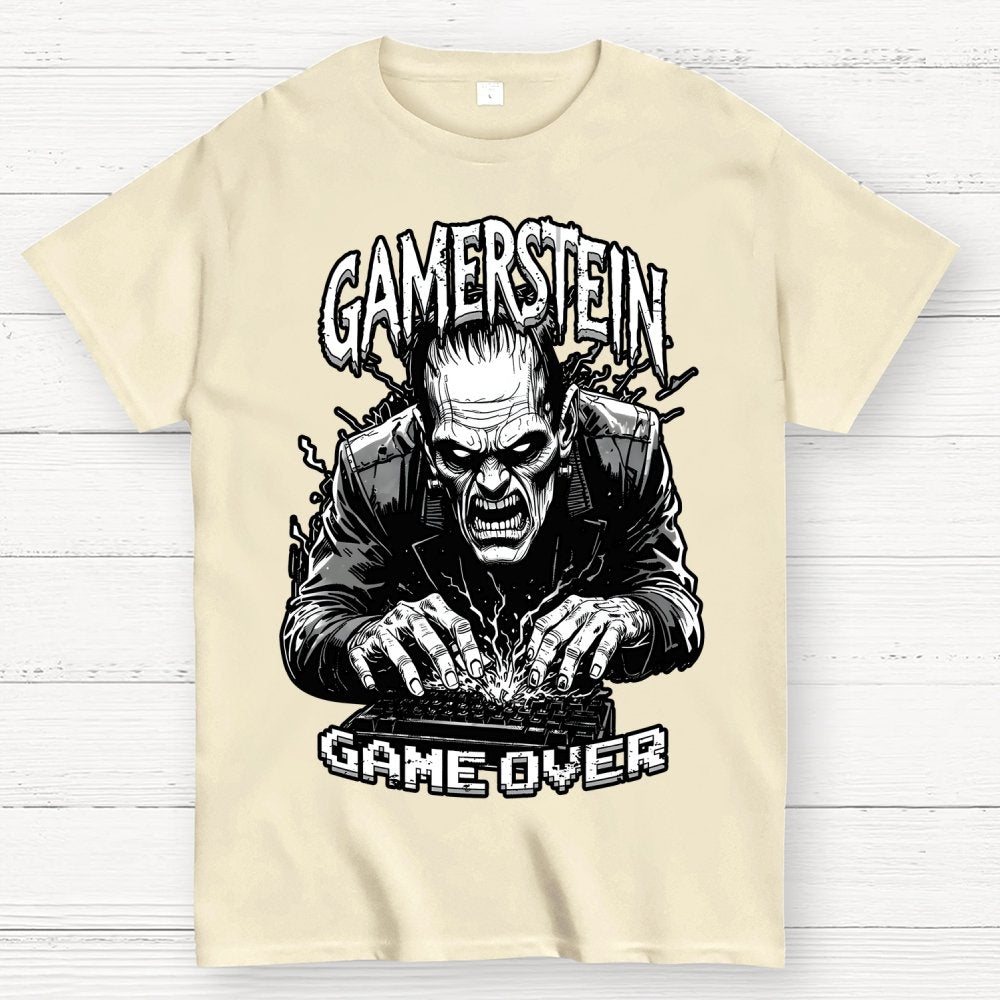Gamer Frankenstein Gamerstein Game Over Funny Halloween Unisex Geek T-Shirt