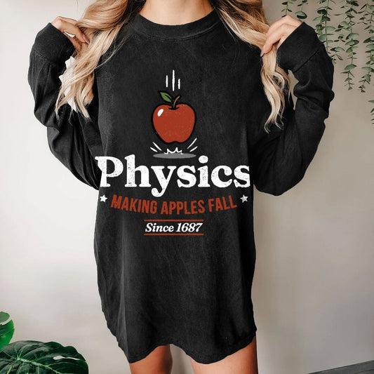 Apple Meets Physics Washed Long Sleeve Tee