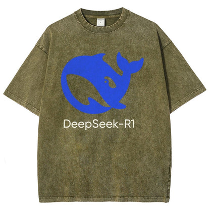 DeepSeek-R1 Icon Vintage Distressed T-shirt