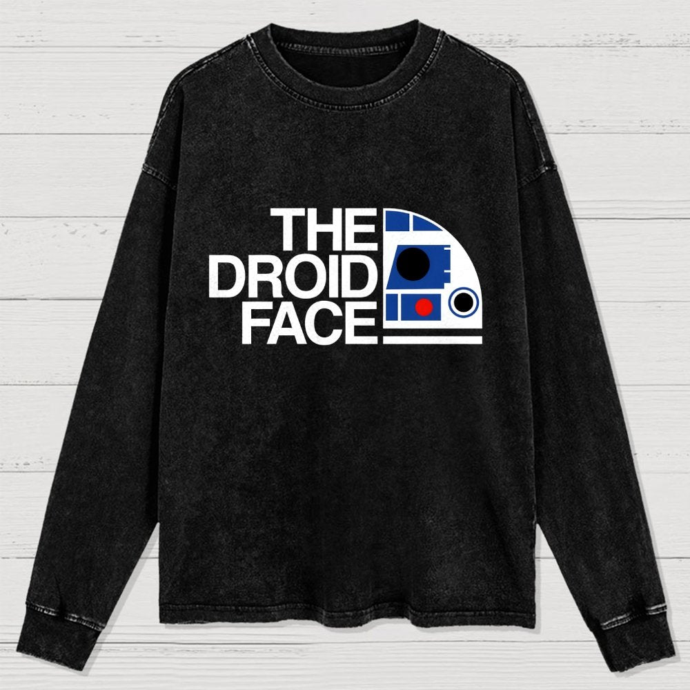 The Robot Face Washed Long Sleeve Tee