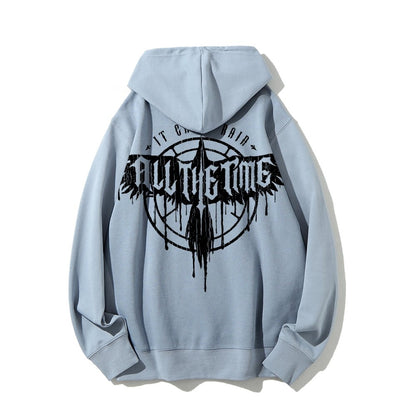 It Can't Rain All The Time Nerd Printed Back Cotton Hoodie