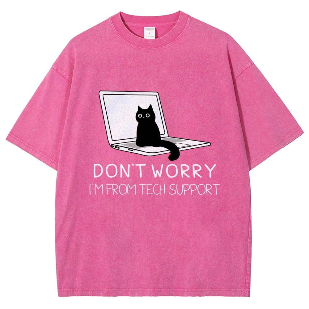 Funny Cat Tech Support  Vintage Distressed T-shirt