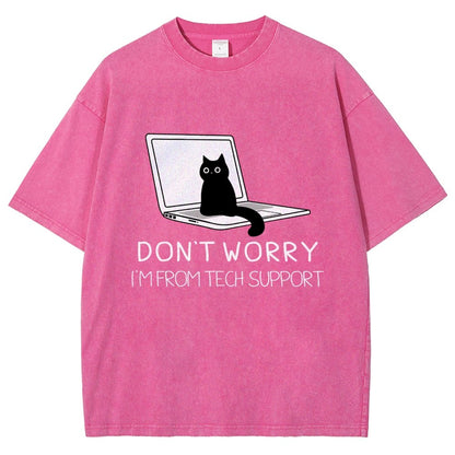 Funny Cat Tech Support  Vintage Distressed T-shirt
