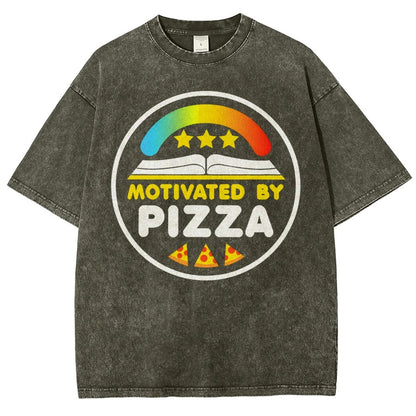 Motivated By Pizza Vintage Distressed T-shirt