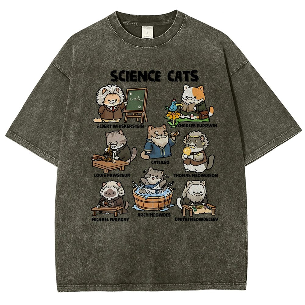 Science Cats Vintage Distressed T-shirt