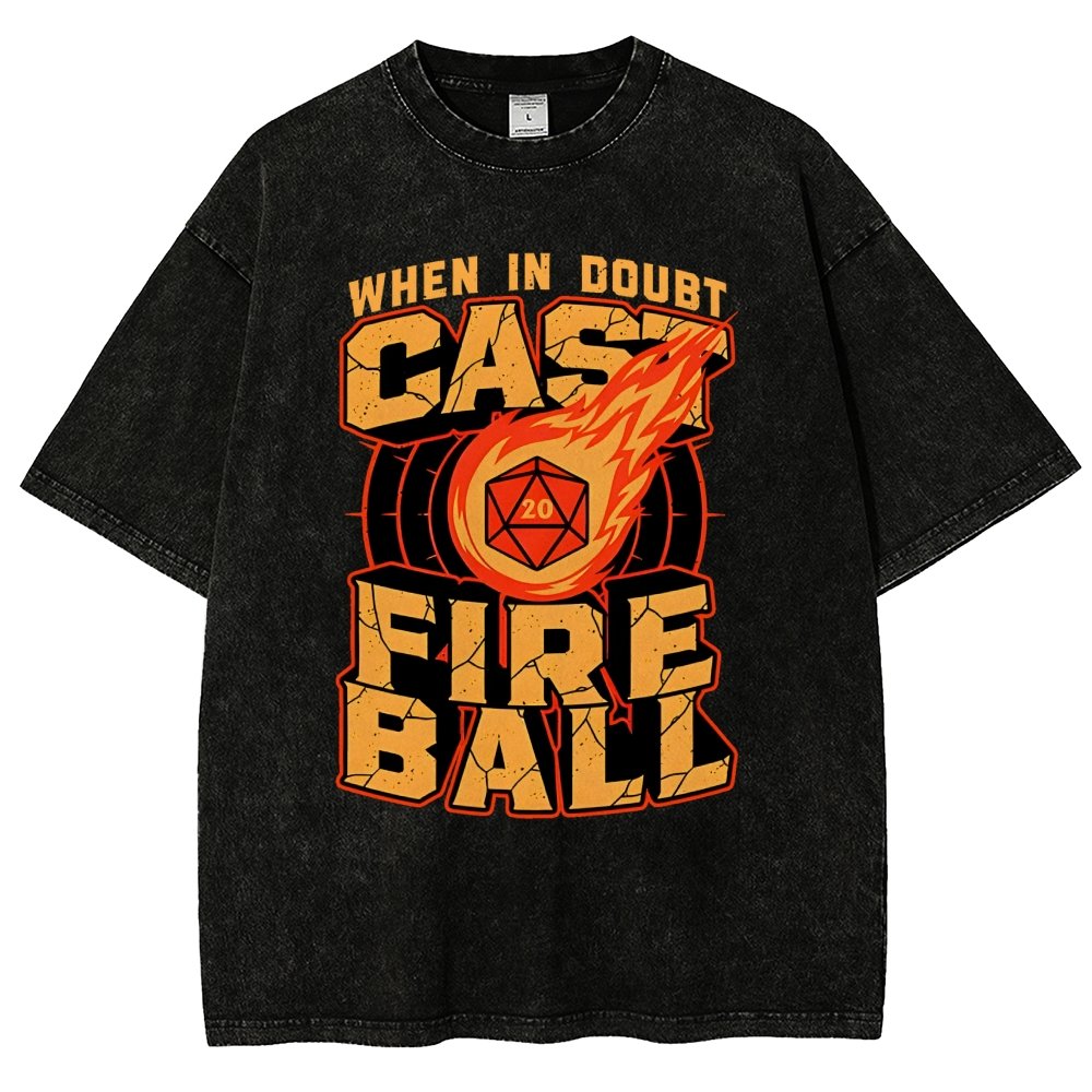 RPG Cast Fireball Quote Vintage Distressed T-shirt