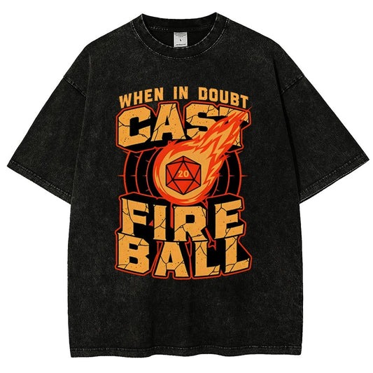 RPG Cast Fireball Quote Vintage Distressed T-shirt