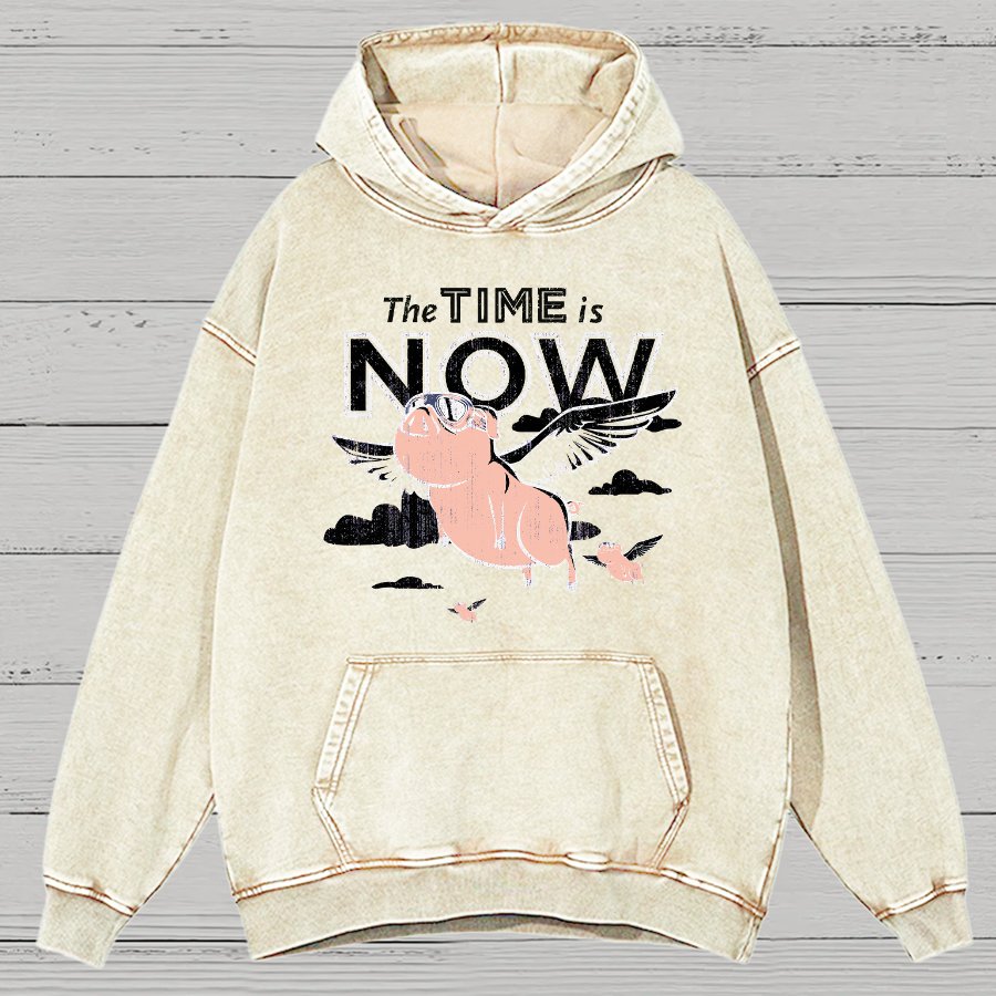 The Time Is Now Vintage Distressed Hoodie