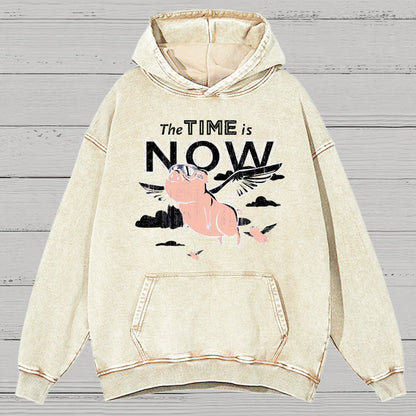 The Time Is Now Vintage Distressed Hoodie