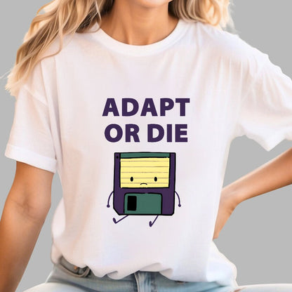Adapt or Die Floppy Disk Geek T-Shirt