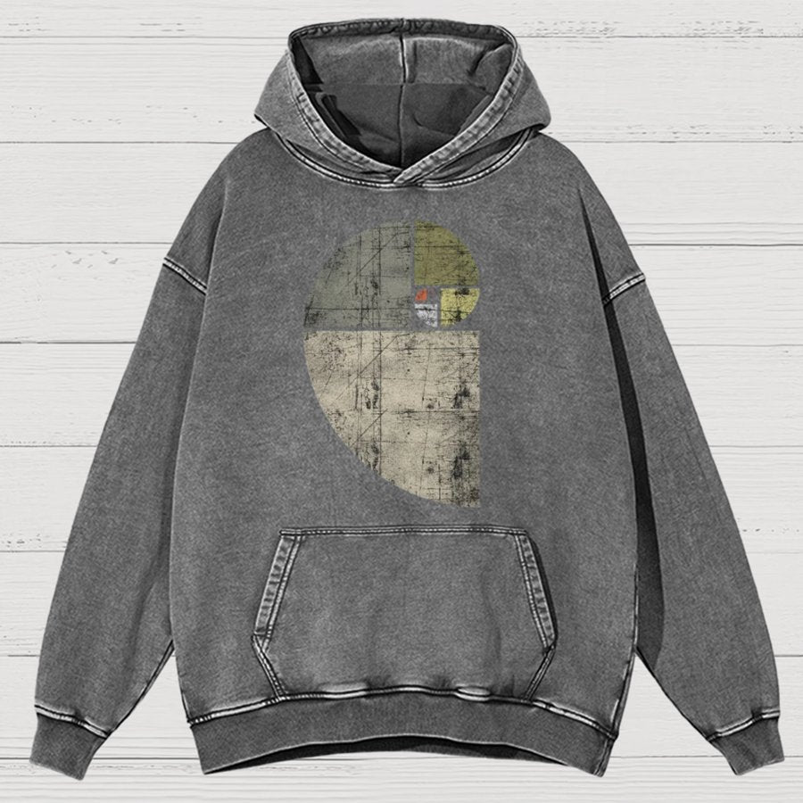 Distressed Fibonacci Spiral Geek Graphic Vintage Distressed Hoodie