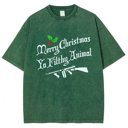 Merry Christmas Ya Filthy Animal Vintage Distressed T-shirt