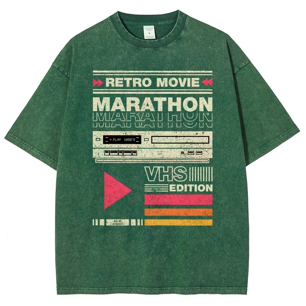 Retro Movie Marathon VHS Edition Vintage Distressed T-shirt
