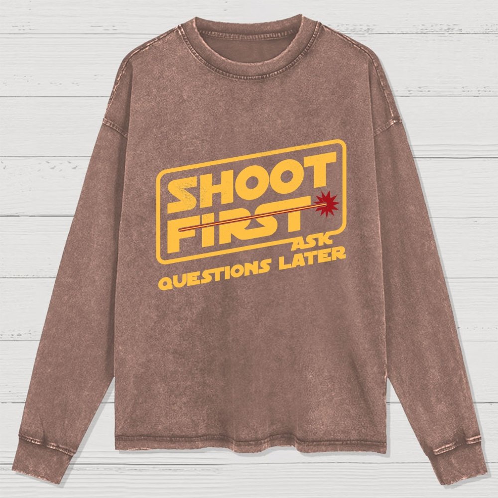 Shoot First Washed Long Sleeve Tee