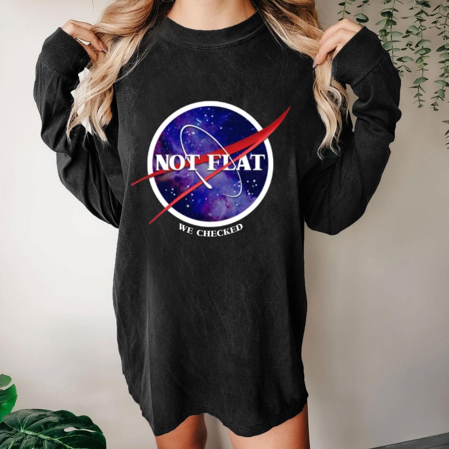 Not Flat Science Nerd Washed Long Sleeve Tee
