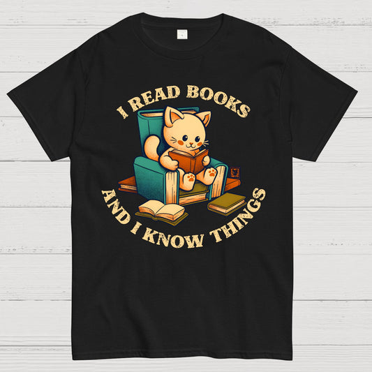 I Read Books and I Meow Things Geek T-Shirt