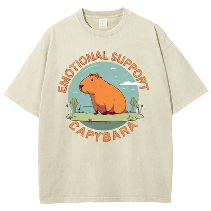 Emotional Support Capybara Vintage Distressed T-shirt