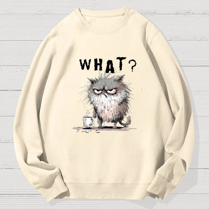 Bad Temper Feline With Coffee Grumpily Catty Funny Geek Cotton Sweatshirt