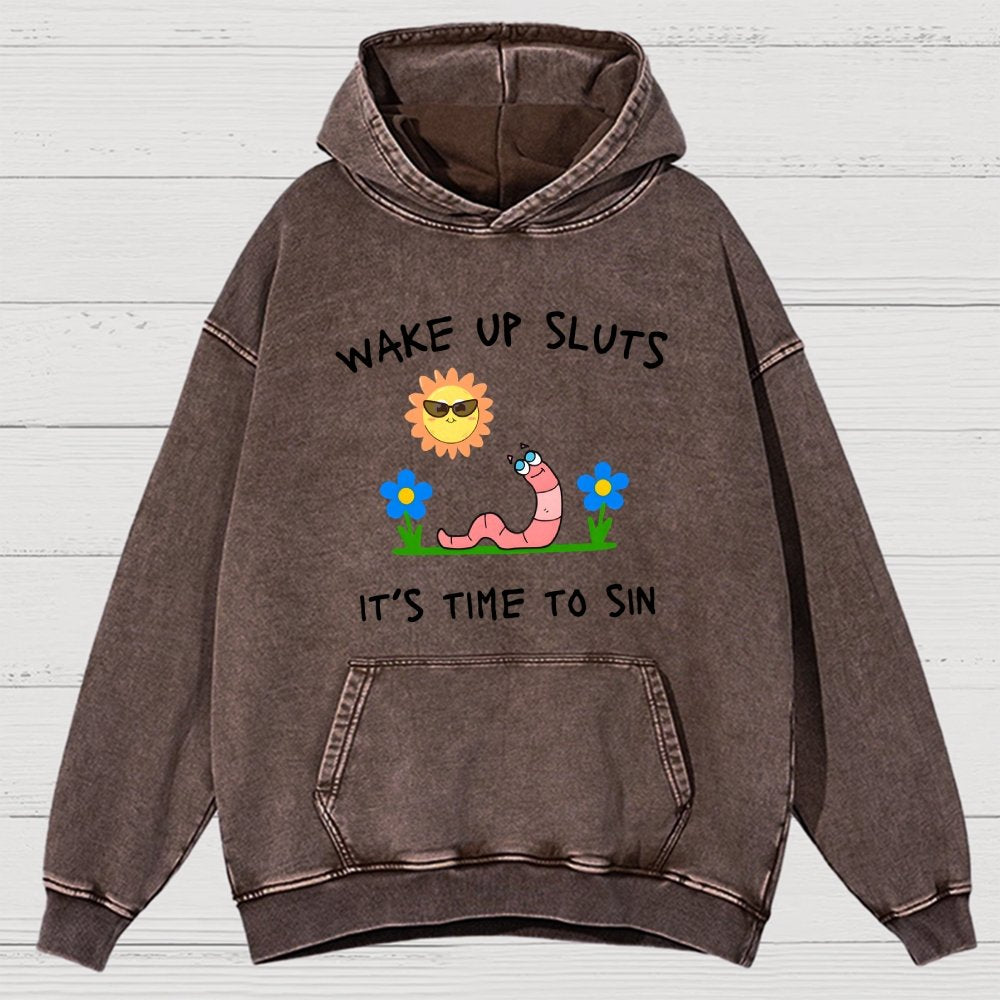 Wake Up Sluts Vintage Distressed Hoodie