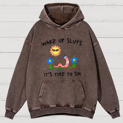 Wake Up Sluts Vintage Distressed Hoodie