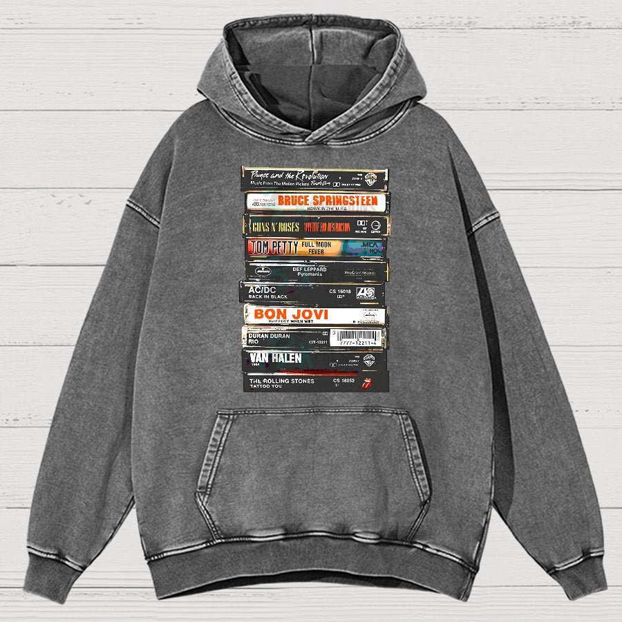 Vintage Rock Cassettes Vintage Distressed Hoodie