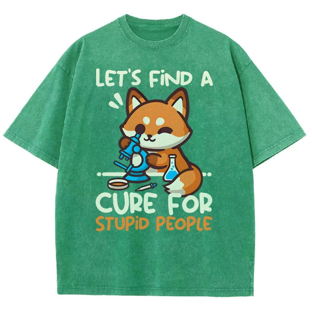 Fox Cure For Stupid People Vintage Distressed T-shirt