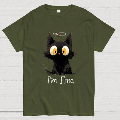I‘m Fine Black Cat Geeky T-Shirt